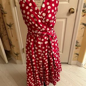 Red and white polkadot dress